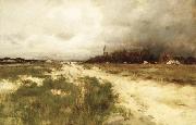 unknow artist Coast Landscape, Dunes and Windmill Germany oil painting artist
